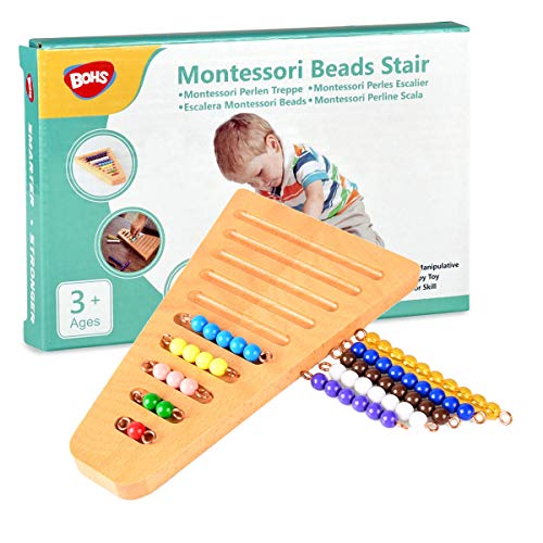 BOHS Montessori 1-10 Bead Stair with Holder – Montessori Math Manipulatives Materials – Preschool Learning Educational Toys