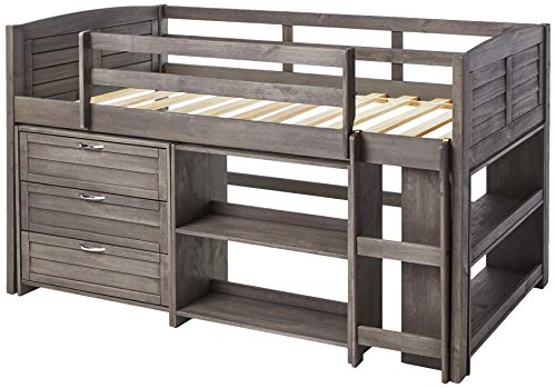 Donco Kids Louver Panel Modular Low Loft Bed in Antique Grey Finish – Combo Set B