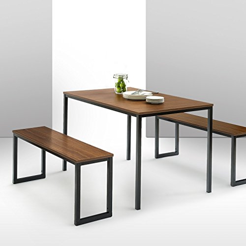 Zinus Louis Modern Studio Collection Soho Dining Table with Two Benches (3 piece set) – Brown, 52.72 x 4.64 x 36.69 Inches