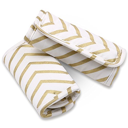 The Peanutshell Car Seat and Stroller Strap Covers, Metallic Gold Chevron