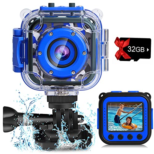 PROGRACE Kids Camera Waterproof Boys – Toy Gifts for Boy Kids Video Camera Underwater Recorder HD Kids Digital Camera Toddler Children Camcorder Age 3 4 5 6 7 8 9 10 Year Old Birthday Presents