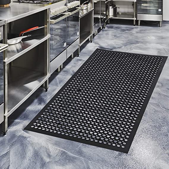 Rubber Door Mats Anti-Fatigue Floor Mat for Kitchen New Bar Floor Mats Commercial Heavy Duty Non-Slip Mat Black 36″ x 60″