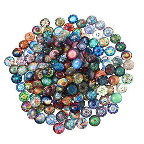 Dangle Earrings 200pcs Round Glass Mosaic Tiles Mixed Mosaic Glass Pieces for DIY Crafts Jewelry Making 10mm Bracelets Beads