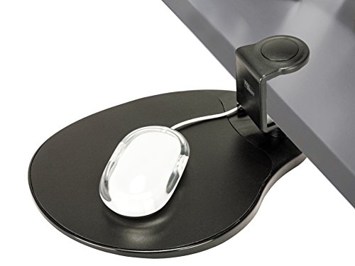 Max Smart Clamp on Mouse Platform, Clip on Mouse Pad Rotating 360, Ergonomic Mouse Tray Attachment, Office Mouse Pad, Slide Out Mouse Tray for Home, Office to Save Space (Black)