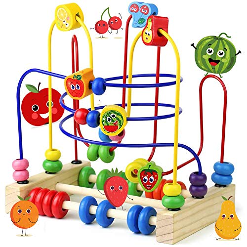 Fajiabao Baby Wooden Toys for 12-18 Months Toddlers Bead Maze Activity Cube Montessori Roller Coaster Developmental Learning Birthday Easter Gifts for Infant Boys Girls 1 2 Years