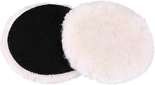 OKAYDA Lambswool Polishing Pads 7 inch Soft Sheepskin Buffing Pads with Hook and Loop Back Design Cutting Pad for Car, Furniture, Glass and So On