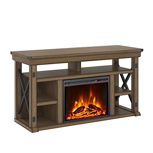 Ameriwood Home Wildwood Fireplace TV Stand, Rustic Gray
