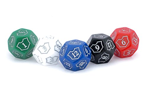 Hedral MTG D12 Spin-Down Loyalty Counter Dice 5 Die Set Red White Black Green Blue – Magic: The Gathering TCG CCG Planeswalker Multi-Color