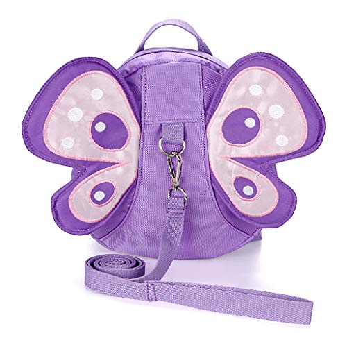 Hipiwe Baby Anti-Lost Backpack Butterfly Walking Safety Belt Harness Toddler Reins Strap with Leash (Purple)