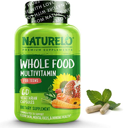 NATURELO Whole Food Multivitamin for Teens – Vitamins and Minerals for Teenage Boys and Girls – Supplement for Active Kids – with Organic Whole Foods – Non-GMO – Vegan & Vegetarian – 60 Capsules