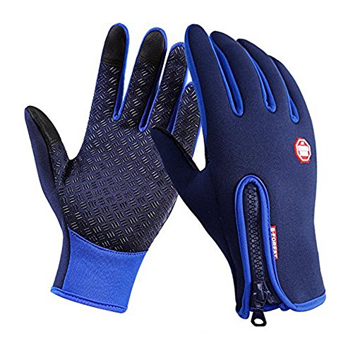 Ytuomzi Winter Gloves Touch Screen Warm Gloves Cold Weather Windproof Cycling Driving Riding Bike Telefingers Thermal Gloves Non-Slip Silicone Gel Adjustable Full Finger Mittens (Blue, X-Large) | The Storepaperoomates Retail Market - Fast Affordable Shopping