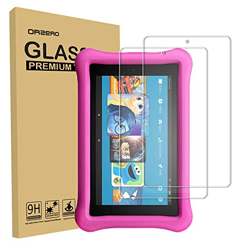Orzero (2 Pack) Tempered Glass Screen Protector Compatible for Amazon Kindle Fire HD 8 Kids Edition 2018, 2017, 9H Bubble-Free (Lifetime Replacement) | The Storepaperoomates Retail Market - Fast Affordable Shopping