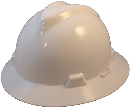 MSA V Full Brim Hard Hats w/ FasTrac III Suspensions with Handy Tote Bag – White