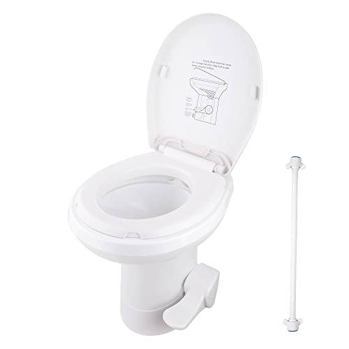 AW RV Camper Toilet Gravity Flush Toilet Foot Pedal Flush HDPE 20″ High Profile Motorhome Caravan Travel