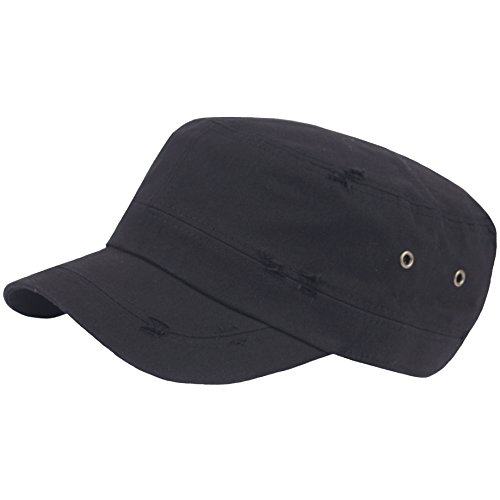 RaOn G62 Men Distressed Vintage Plus Size XL XXL Big Army Cap Baseball Hat Truckers (Black)