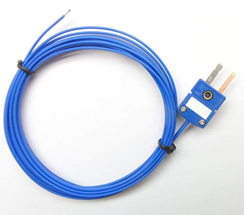 T-Type Thermocouple Type-T, PFA-Insulated Probe, Mini Connector, Exposed Sensor, 10ft, 24 Gauge