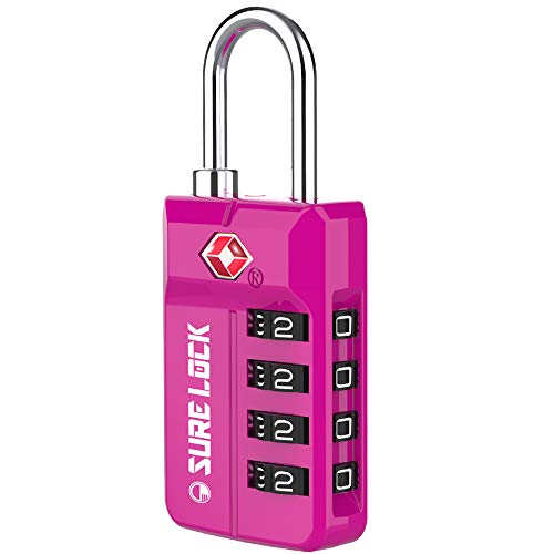 TSA Approved Travel Luggage Locks, Open Alert Combination Lock for School Office & Gym Locker,Toolbox, Pelican Case,Easy Read Dials- 1, 2 & 4 Pack (1, Pink 1 Pack)