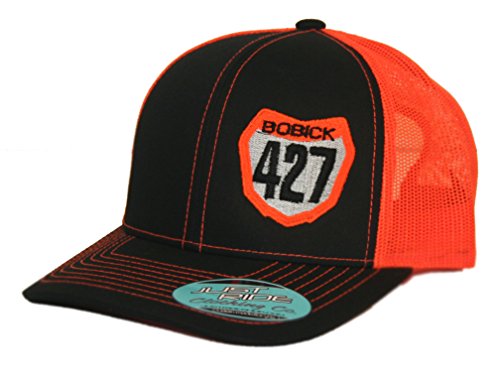 Just Ride Custom Personalized Motocross Number Plate Snapback Mesh Hat (NEON Orange)