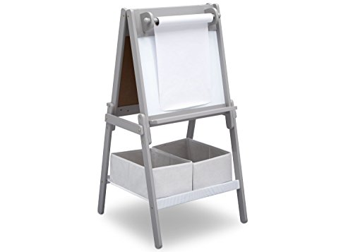 Delta Children MySize Kids Double-Sided Storage Easel -Ideal for Arts & Crafts, Drawing, Homeschooling and More – Greenguard Gold Certified, Grey