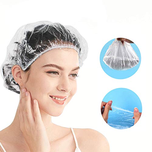 Shower Cap Disposable – 100 Pcs Thickening Women Shower Caps Normal Size