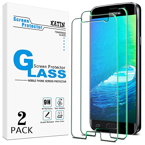 KATIN [2-Pack] Tempered Glass For Samsung Galaxy S7 Screen Protector, Bubble Free, 9H Hardness, Easy to Install