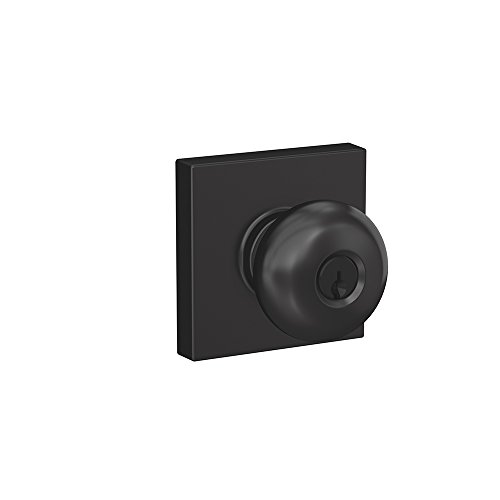 SCHLAGE F51A PLY 622 COL Plymouth Knob with Collins Trim Keyed Entry Lock, Matte Black