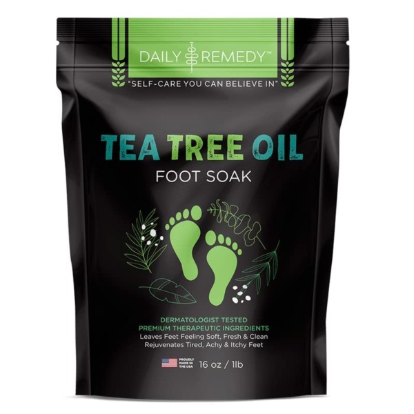 Tea Tree Oil Foot Soak with Epsom Salt – Made in USA – for Toenails, Athlete’s Foot, itchy Feet, Stubborn Smelly Foot Odor, Pedicure, Foot Calluses & Soothes Sore Tired Achy Feet – 16 oz