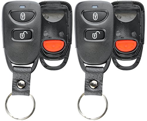 KeylessOption Keyless Remote Key Fob Case Shell Button Pad Cover with Leather Strap for Hyundai Kia (Pack of 2)