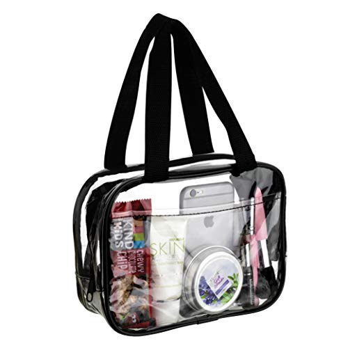 Small Clear Handbag Purse Great for Work, Events, Makeup, Cosmetics Stadium Approved Sturdy Transparent Pocketbook Carry Bag