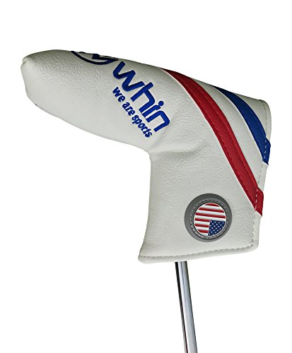 Whin Premium Golf Putter Cover Sports with Magnetic USA Ball Marker for Blade Or Mallet Putters Fits Odyssey, Ping, Taylormade, Scotty Cameron (Blade Putter Cover)