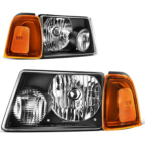 AUTOSAVER88 Headlight Assembly Compatible with 01 02 03 04 05 06 07 08 09 10 11 Ford Ranger Headlight Assembly+Corner light OE Projector Headlamp Black Housing Clear Lens