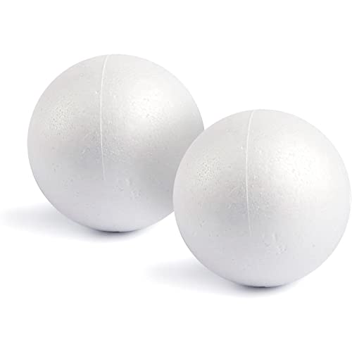 Juvale 2-Pack 7.5 Inch Large Foam Balls for Crafts, Craft Foam Spheres for Science Projects, Flower Centerpieces (White)