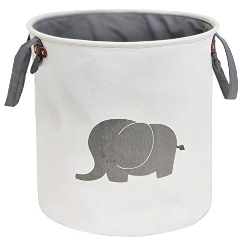 HIYAGON Storage Baskets,Cotton foldable round Home organizer Bin for Baby Nursery,Toys,Laundry,Baby clothing,Gift Baskets(Elephant)
