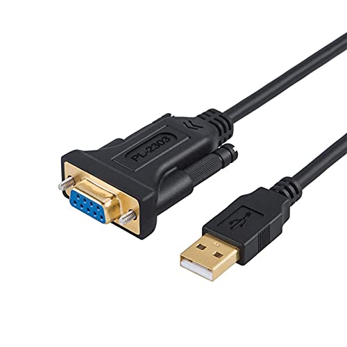 CableCreation USB to RS232 Adapter with PL2303 Chipset, 6.6ft USB 2.0 Male to RS232 Female DB9 Serial Converter Cable for Cashier Register, Modem, Scanner, Digital Cameras, CNC,Black