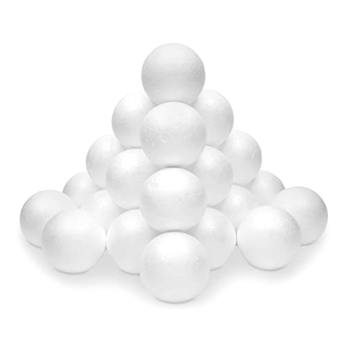 Juvale 24 Pack Small 3 Inch Foam Balls for Crafts, Smooth Polystyrene White Foam Spheres for Spring Decor, DIY Arts and Crafts, Kids Classroom Projects, Science Fair, Household