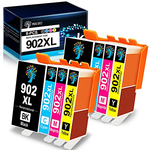 H&BO TOPMAE Compatible Ink Cartridge Replacement for HP 902XL 902 XL Ink Cartridge for HP OfficeJet Pro 6978 6968 6958 6962 6950 6954 6960 6970 6975 6979 Printer (8 Pack)