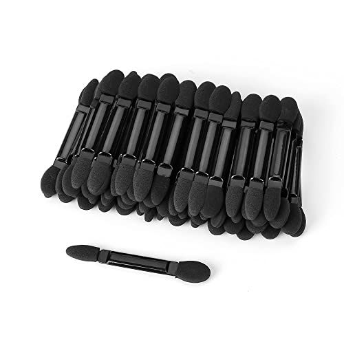 TygoMall Professional Double Head Eyeshadow Brushes Cosmetic Tool 50 Pcs Disposable Dual Sides Eyeshadow Sponge Brushes Makeup Applicator, (Size: 2.44 inch, Color: Black)
