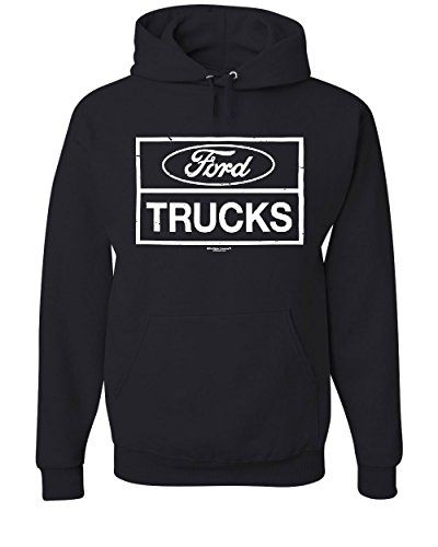 Tee Hunt Distressed Ford Trucks Hoodie F150 American Pick Up Sweatshirt Black 3X-Large
