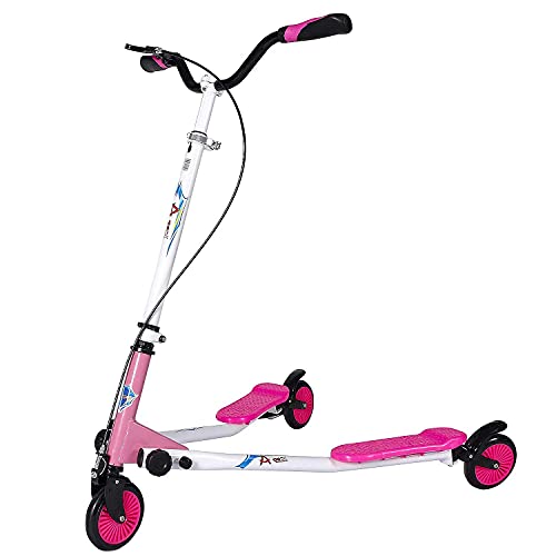 AODI Swing Wiggle Scooter, 3 Wheels Drifting Scooter with Adjustable Height/Folding Kick Scooter for Kids and Teens Age 6+ Years Old
