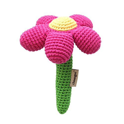Cheengoo Sustainable Organic Bamboo Hand Crocheted Stick Rattle – Magenta