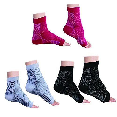 Compression Foot Sleeves (3 Pairs) – Plantar Fasciitis Ankle Support Socks