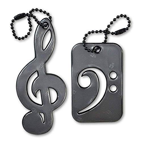 funflector Safety Reflector – Treble & Bass Clefs – Black – 2-Pack