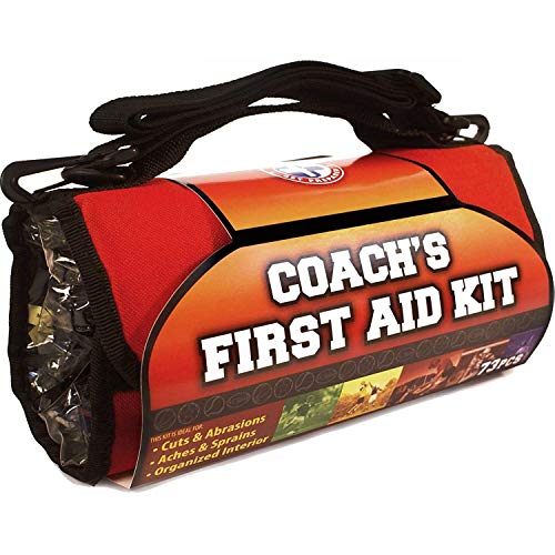 Be Smart Get Prepared 73-Piece Coach’s and Team Sports First Aid Kit in Roll up Bag: Clean, Treat, Protect Cuts, Scrapes. Home, Office, Car, School, Travel, Hunting, Outdoor, Camping, FSA HSA
