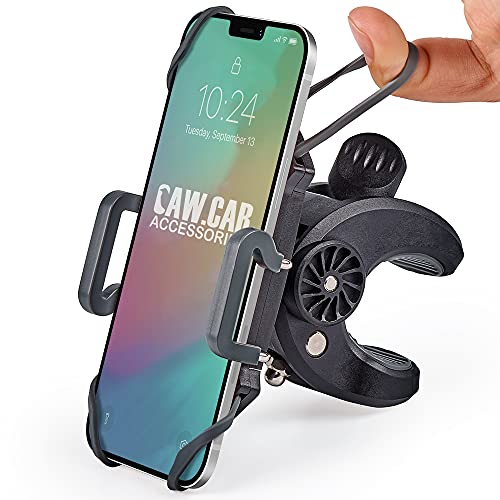 Bike & Motorcycle Phone Mount – For iPhone 14 (13, Xr, SE, Plus/Max), Samsung Galaxy S22 or any Cell Phone – Universal Handlebar Holder for ATV, Bicycle or Motorbike. +100 to Safeness & Comfort