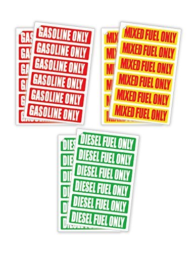 Sticker Frenzy (3 Sets of 12 Decals) DIESEL FUEL ONLY / GASOLINE ONLY / MIXED FUEL ONLY Automotive Decals / Labels / Markers / Weatherproof and Chemical Resistant Stickers…