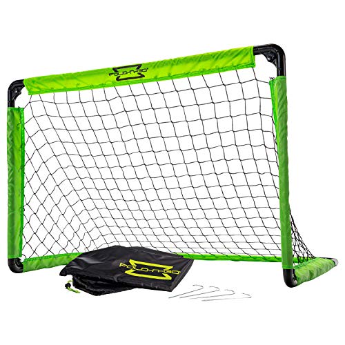 Franklin Sports Portable Mini Soccer Goal – Folding Indoor + Outdoor Kids Mini Soccer Net with Carry Bag – Plastic Backyard Youth Goal with Ground Stakes – 36″ x 24″