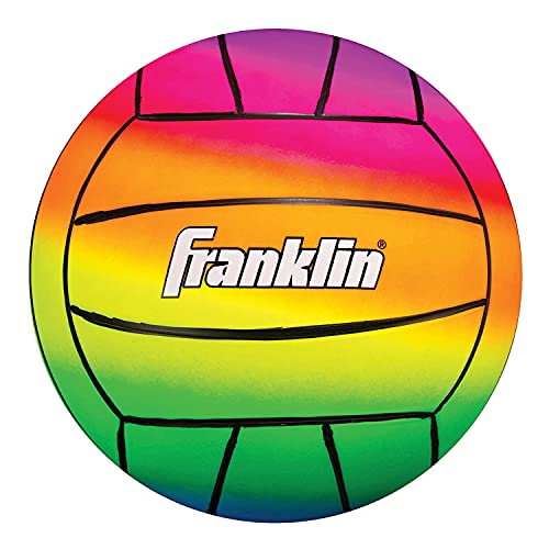 Franklin Sports Kids Soft Volleyball – Vibe Kids Indoor + Outdoor Volleyball – Soft Plastic Volleyball + Playground Ball for Four Square, Kickball + Kids Games – 8.5″ Rainbow Volleyball
