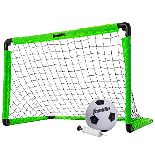 Franklin Sports Kids Mini Soccer Goal Set – Backyard/Indoor Mini Net and Ball Set with Pump – Portable Folding Youth Soccer Goal Set – Neon Green – 36″ x 24″ (60156)