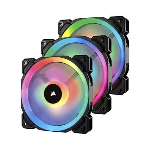 Corsair LL Series LL120 RGB 120mm Dual Light Loop RGB LED PWM Fan 3 Fan Pack with Lighting Node Pro (CO-9050072-WW), Black