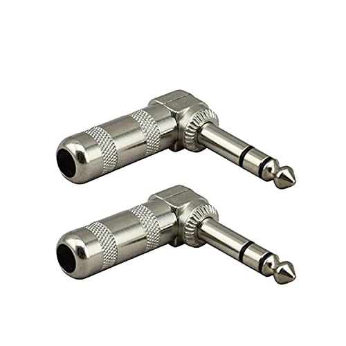 HUASEN 1/4″ Audio Plugs 6.35 mm Plug TRS Male 1/4 inch Solder Type Stereo Plug Right Angle Design Connector for DJ Mixer Speaker Cables Guitar Cables Phono Patch Cable Microphone Cables
